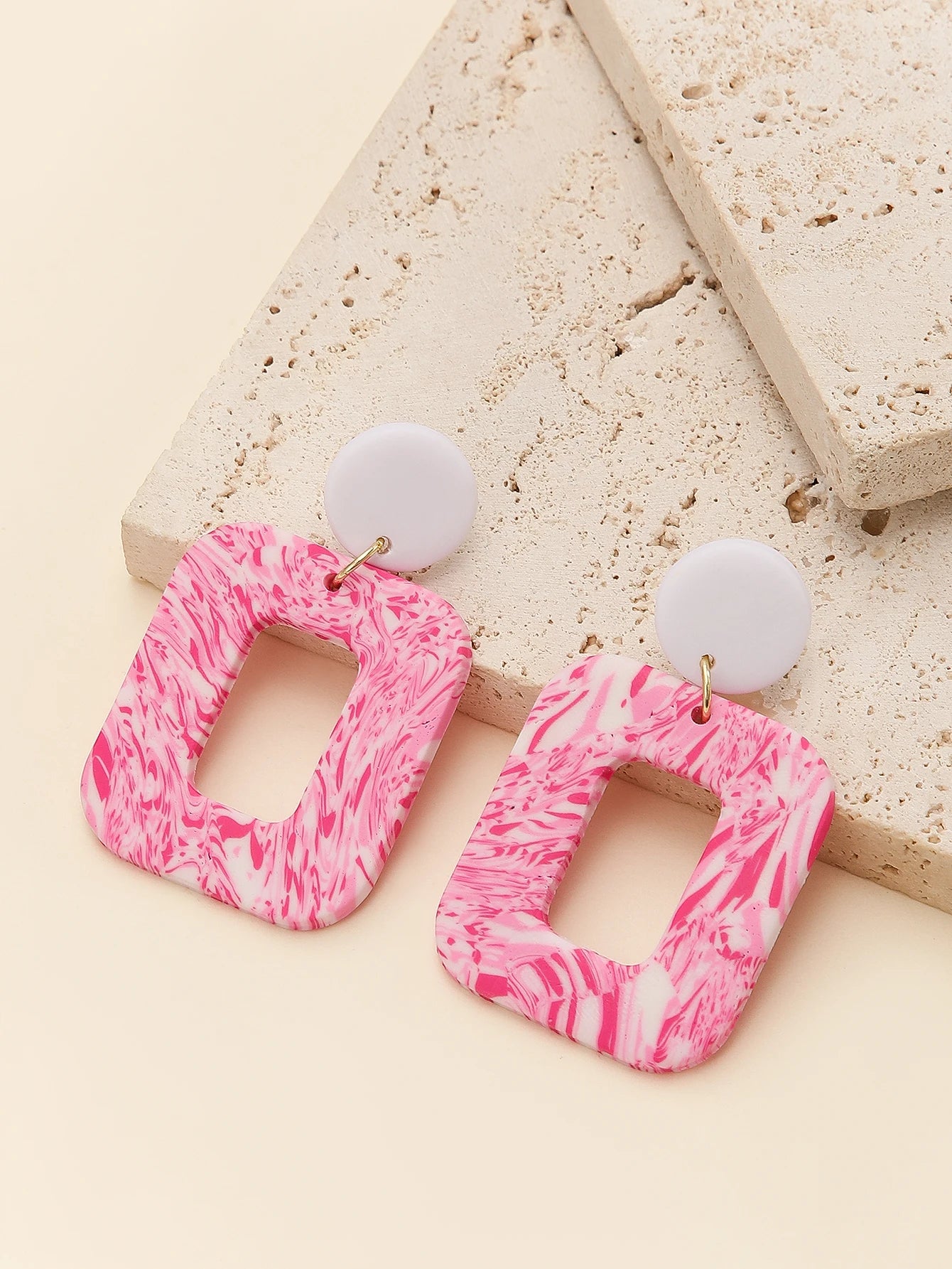 Matte Polymer Clay Geometric Statement Earrings Jewelry