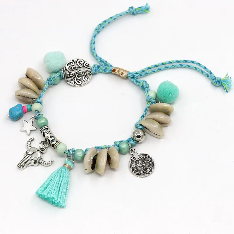 Shell and Tassel Barefoot Boho Ankle Bracelet