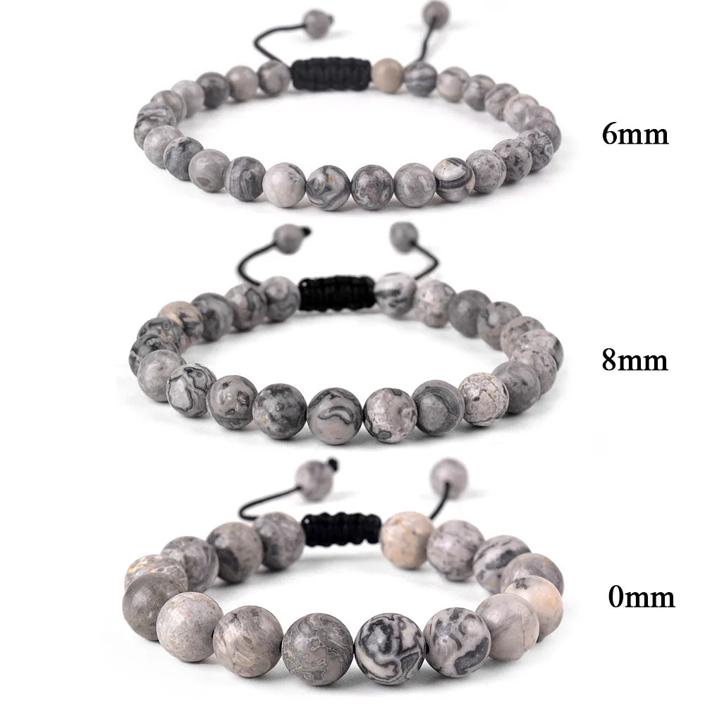 Natural Stone Beaded Bracelet — Tiger Eye, Agate & Lava