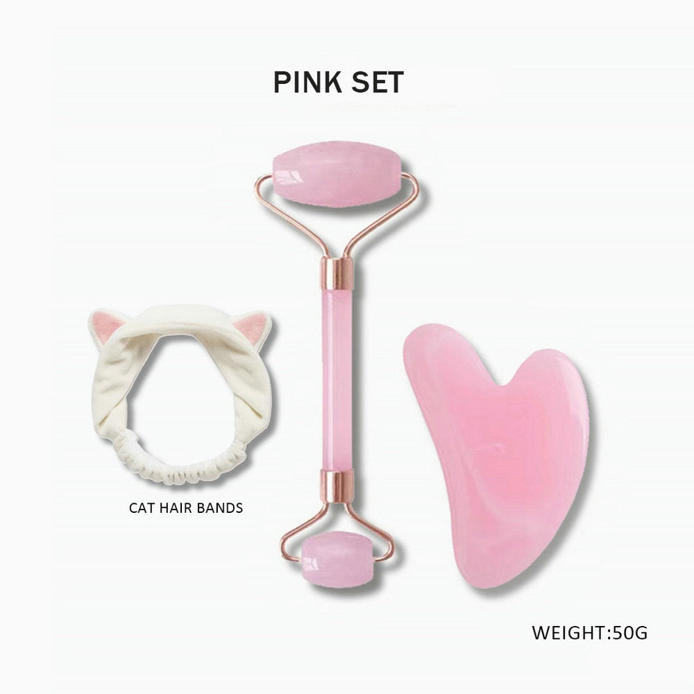 Pink Beeswax Gua Sha Tools Massager For Face Facial Skin Care Roller Guoache Scraper Set Beauty Health Tools