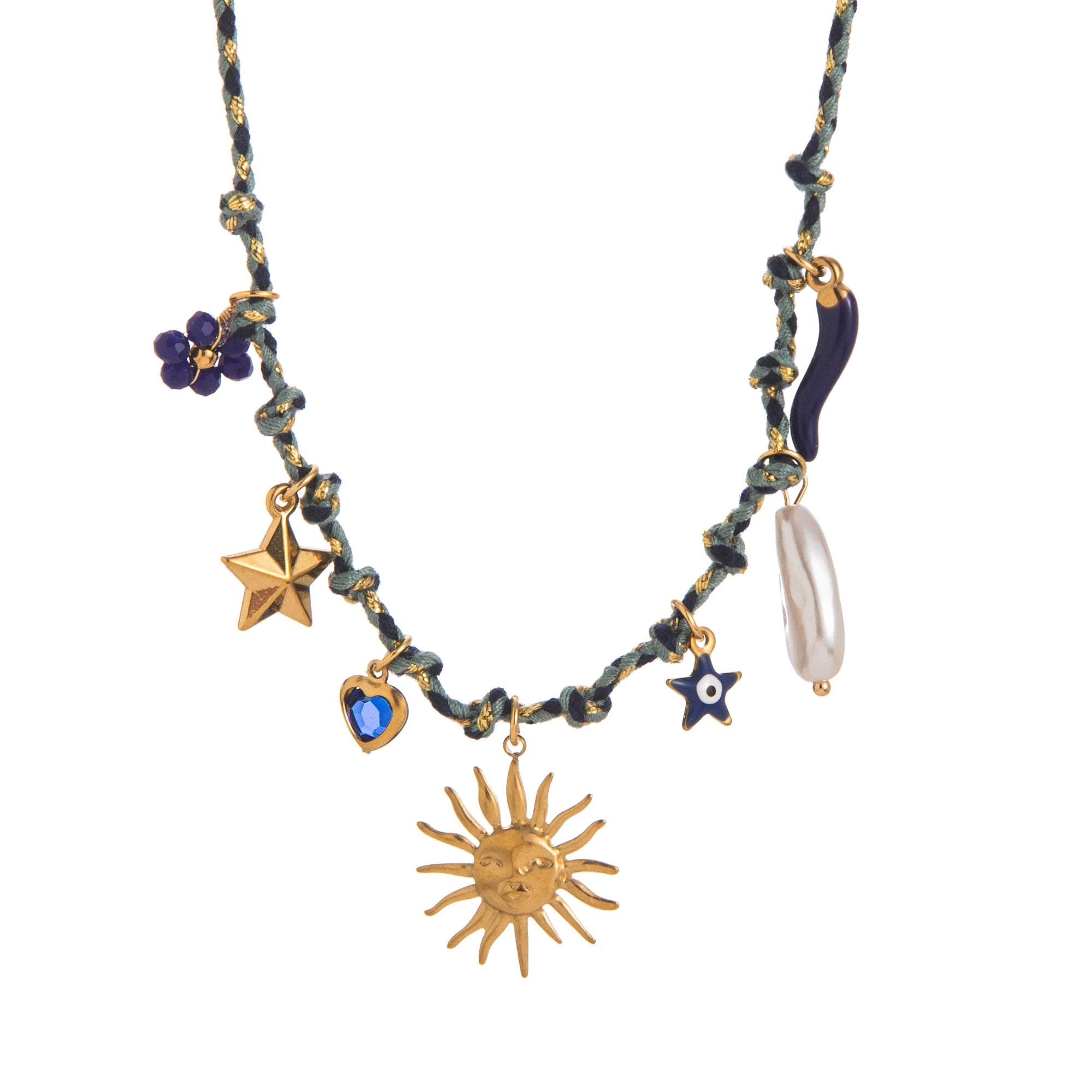 Colorful Bead Gold Plated Multi Strand Necklace Jewelry