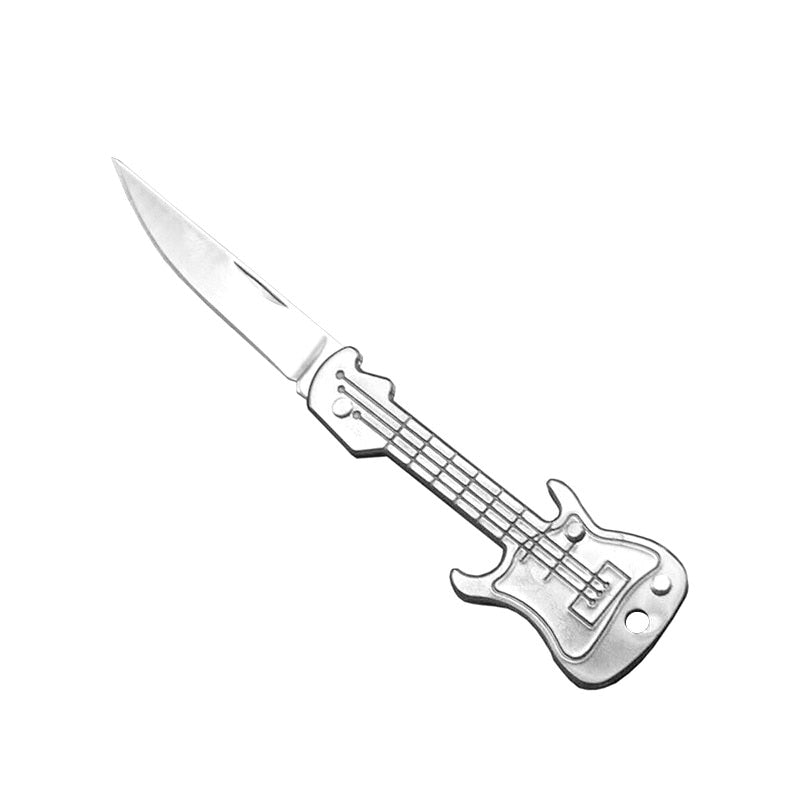 Mini Guitar Key Knife Stainless Steel Folding Knife Household Self-Defense Pocket Portable Tools Can Be Made Of Key Chain