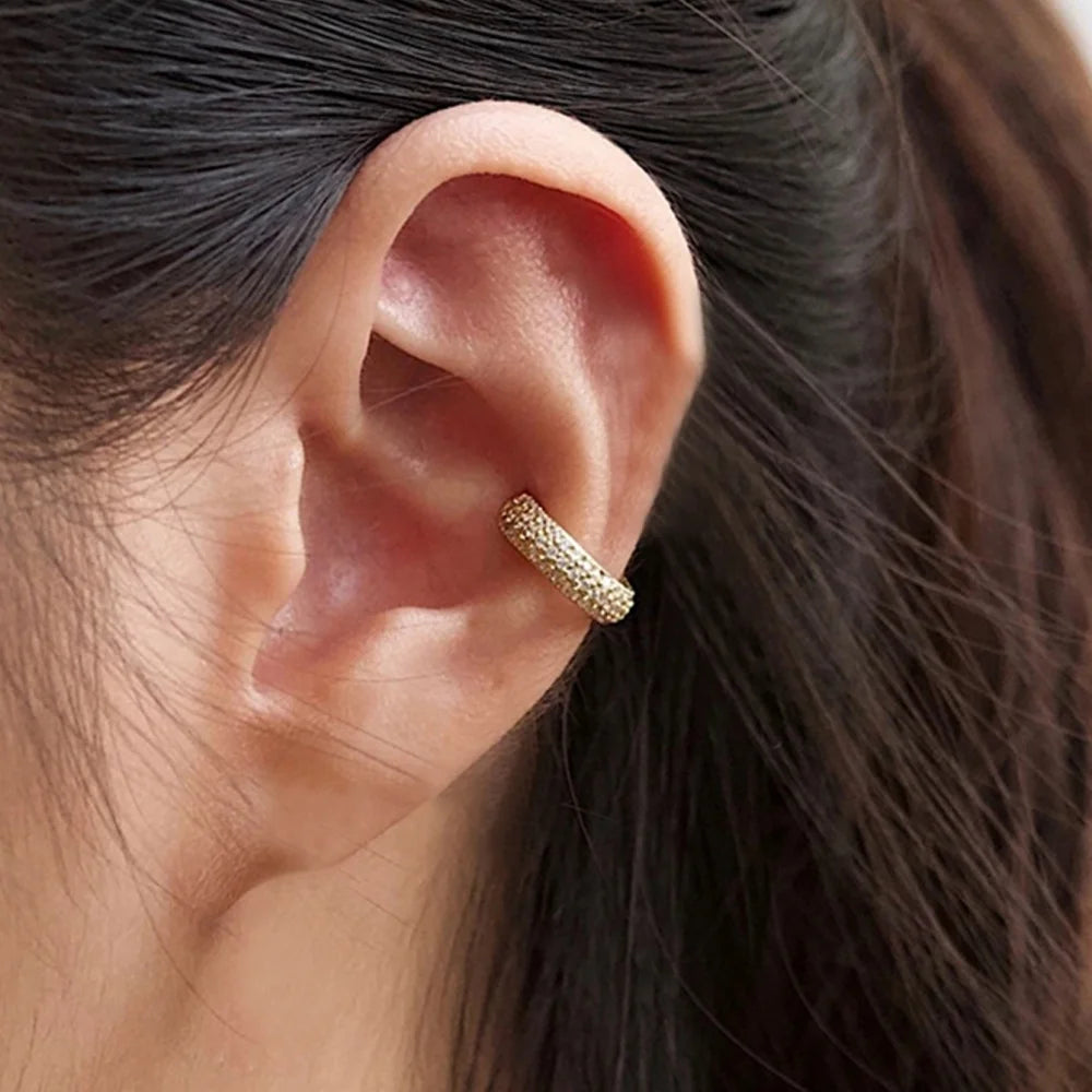 Sterling Silver Zircon C Shape Ear Cuff Earrings Jewelry