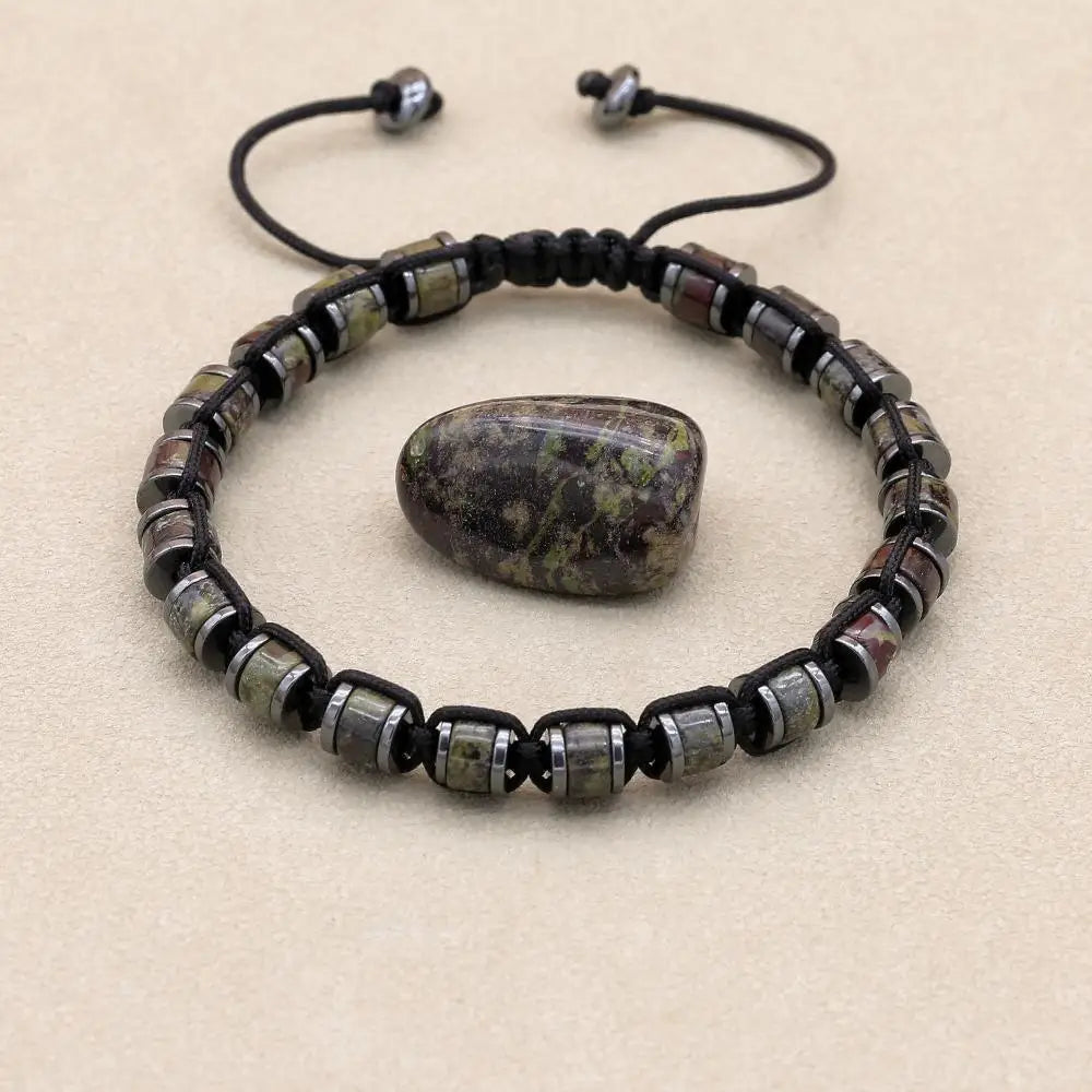 3*6mm Natural Amazonite Stone Hematite Beads Braided Bracelet Handmade Woven Boho Yoga Charm Bracelet Couple Men Jewelry - Charlie Dolly