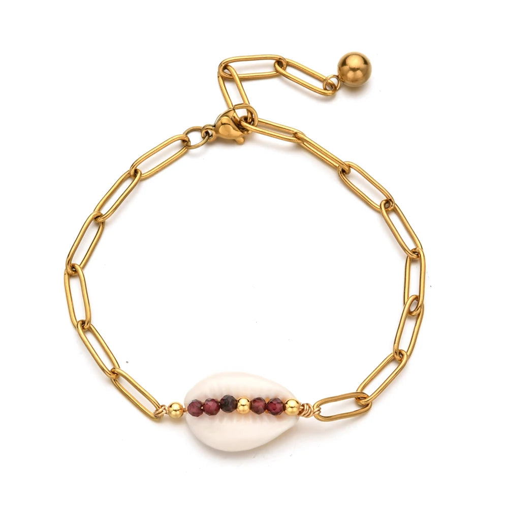 Boho Chain Shell Charm Bracelet