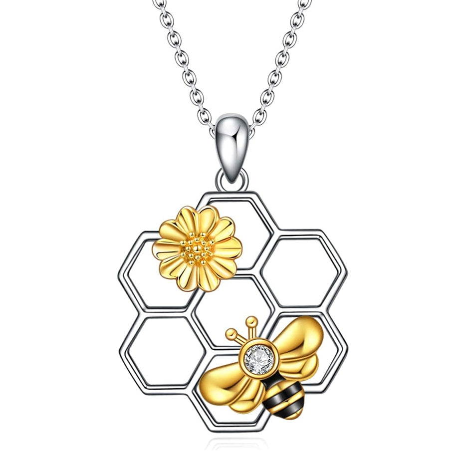 Rose Valley Sunflower Pendant Necklace for Women Bee Pendants Fashion Jewelry Girls Gifts YN063 - Charlie Dolly