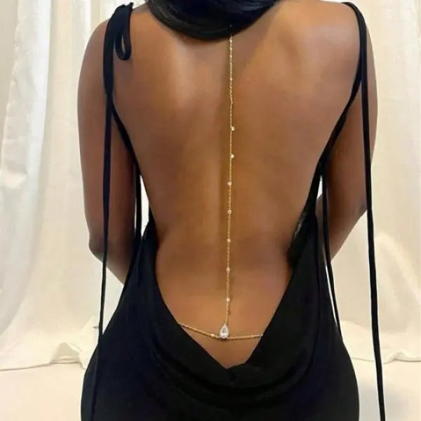 Gold Starfish, Shell and Pearl Backdrop Body Chain
