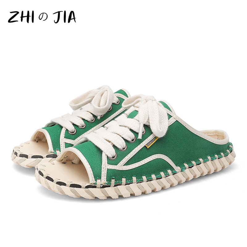2023 Summer Men's Sandals Handmade Outdoor Canvas Shoes Casual Fashion Personality Sandals Mesh Shoes Platform Comfort Slippers