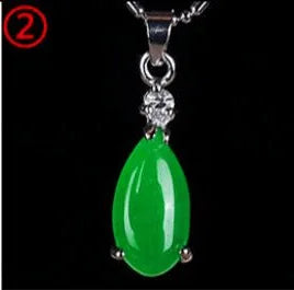 S925 Silver Green Jade Dragon Water-Drop Pendant, Sacred Guardian Amulet