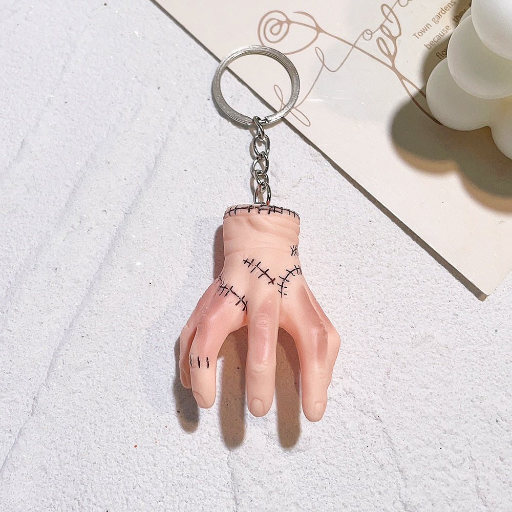 Trend Movie Addams 3d Keychain Wednesday Addams Pendant Keyrings Cartoon Figure Keyholder Backpack Car Key Keychains Accessories