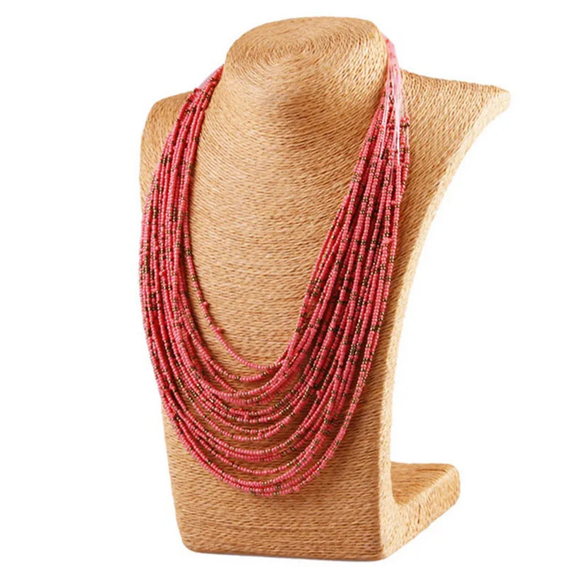 Bead Multilayer Choker Statement Necklace Jewelry