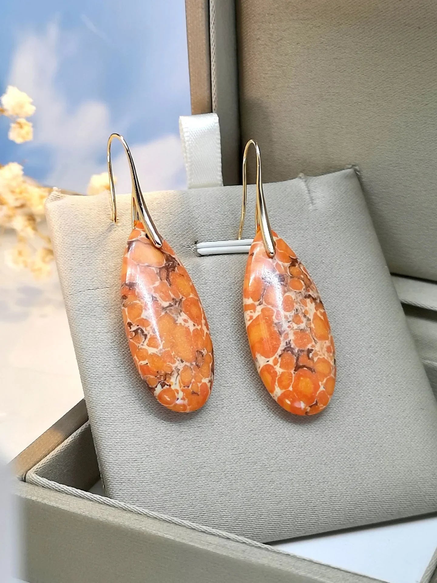 Bohemian Emperor Stone Droplet Pendant Earrings Natural Stone Jewelry Earrings for Women Vintage Luxury Boho Earring Jewelry - Charlie Dolly