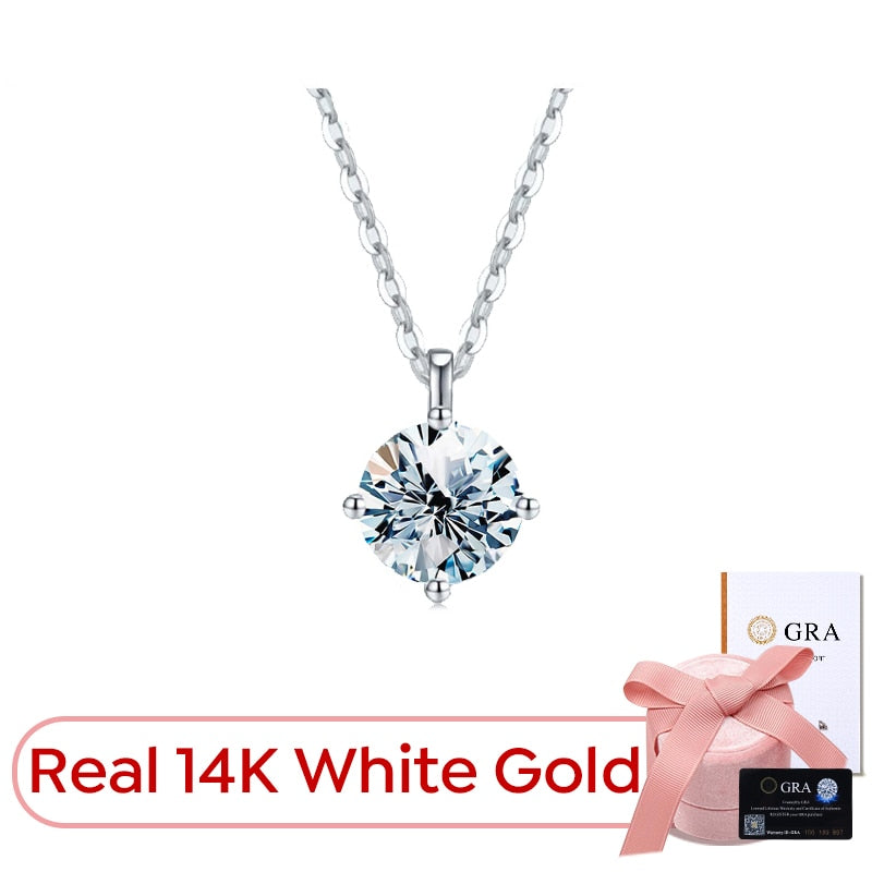 Stylever Luxury Certified Moissanite Diamond Classic Round Pendant Necklace for Women 925 Sterling Silver Chain Wedding Jewelry