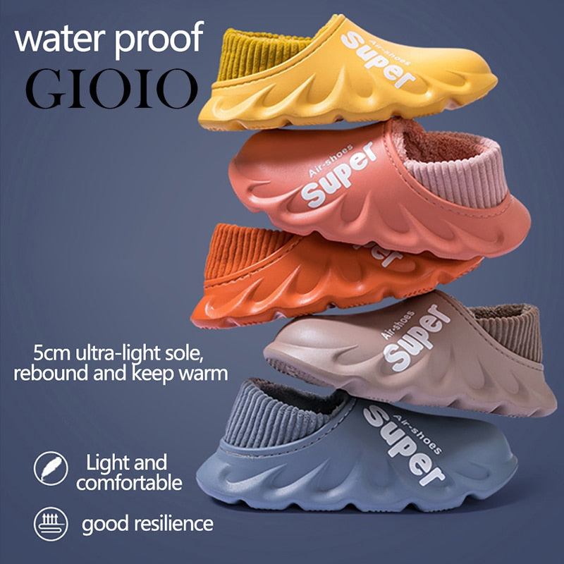 Winter Slippers Warm Men Shoes Waterproof Women Couples Non-Slip Plush Cotton Indoor Outdoor Kids Home Autumn Children