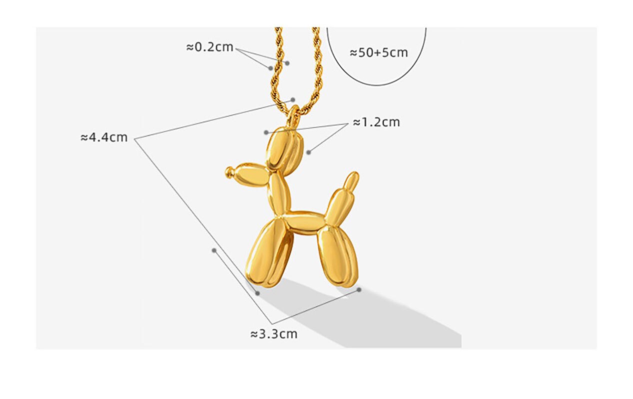 Cute Creative Lucky Balloon Puppy Pendant Necklace Men and Women's Personality Stainless Steel Punk Necklace Charm Jewelry