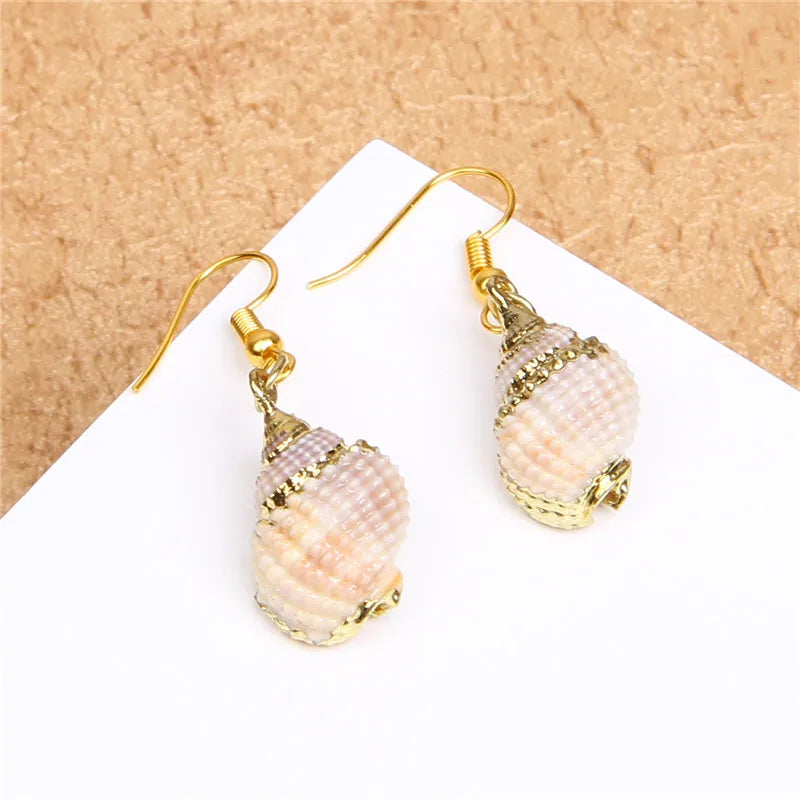 Natural Shell Scallop Drop Earrings Jewelry