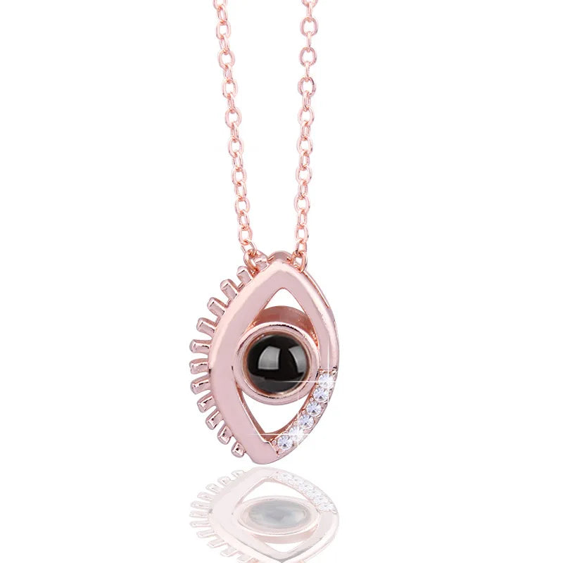 Projection Necklace, I Love You in 100 Languages, Zircon Heart Pendant Gift