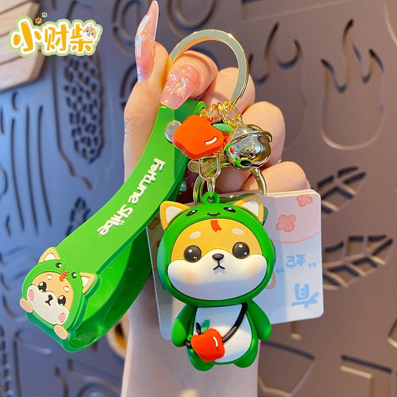 Cute Tiger Rabbit Shiba Inu Doll Key Ring Cartoon Zodiac Shiba Inu Keychain Women Couple Kids Backpack Charm Key Chains Gifts