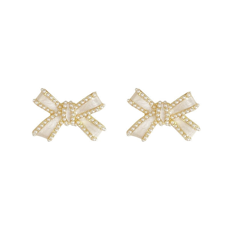 Cute Bowknot Stud Earrings For Women Golden Korean Accessoires Fashion Jewelry pendientes mujer boucle d’oreille femme brincos