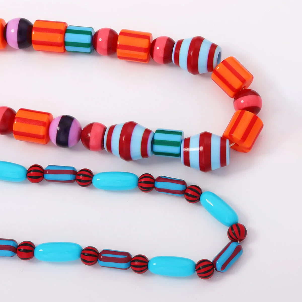 Colorful Resin Bead Double Layer Choker Necklace Jewelry