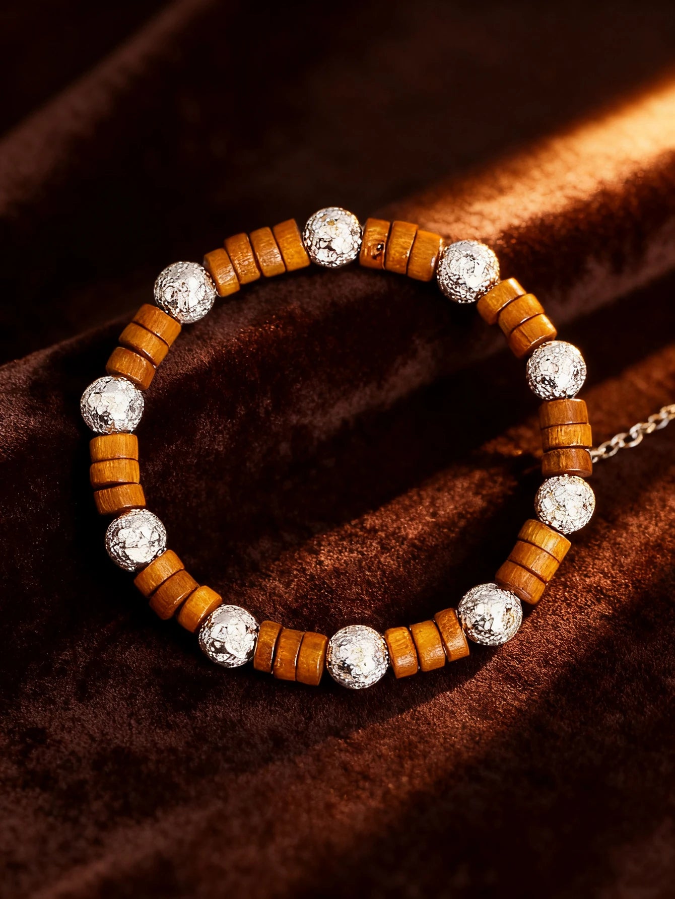Natural Stone & Wood Bead Boho Protection Bracelet, Handmade Grounding Talisman