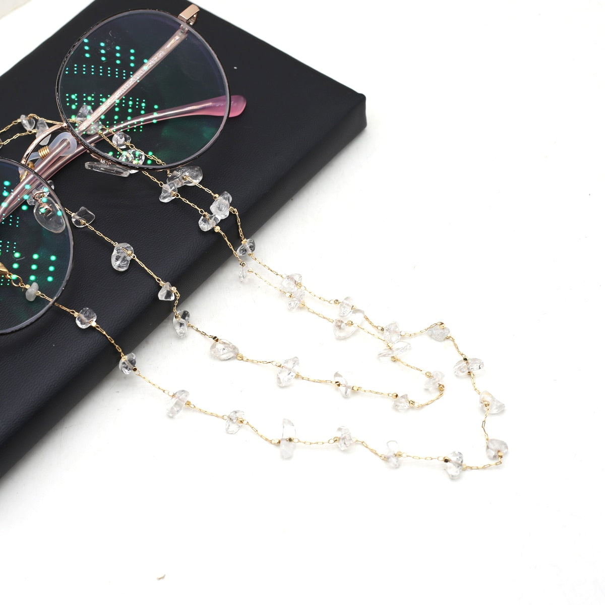 Natural Crystal Glasses Chain Trendy Quartzs Eyeglasses Chains for Women Men Glasses Mask Accessories Wholesale Length 80cm