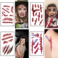 Halloween Temporary Tattoo Sticker Waterproof 3D Bite Mark Zombie Acars Wound Tattoo Sticker Halloween Party Cosplay Makeup Prop - Charlie Dolly