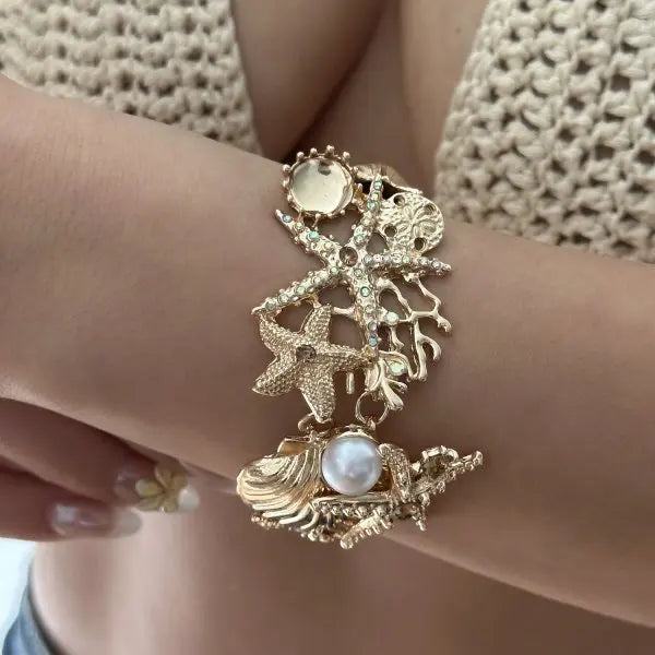 Exaggerated Coral, Starfish and Scallop Ocean Necklace, Bracelet or Earring
