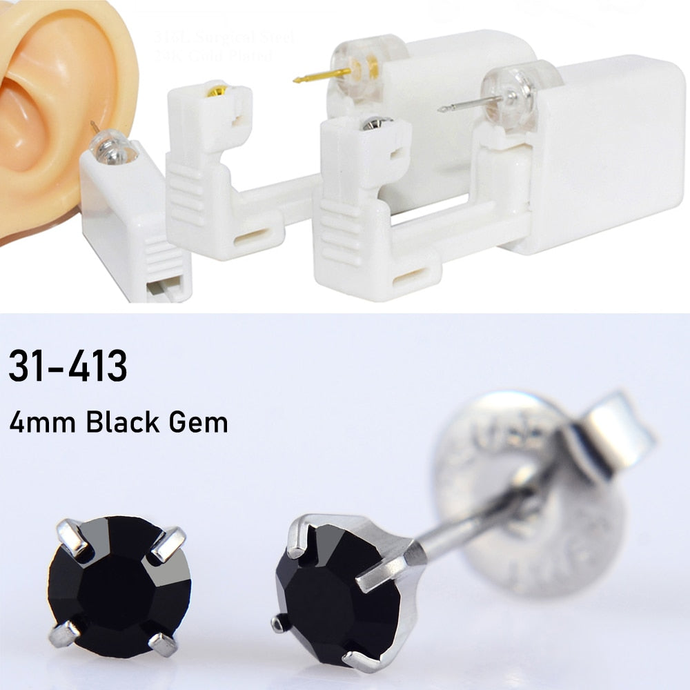 Disposable Sterile Ear Piercing Unit Cartilage Tragus Helix Piercing Gun Tool Kit Build In Steel Stud Earring Star Ball