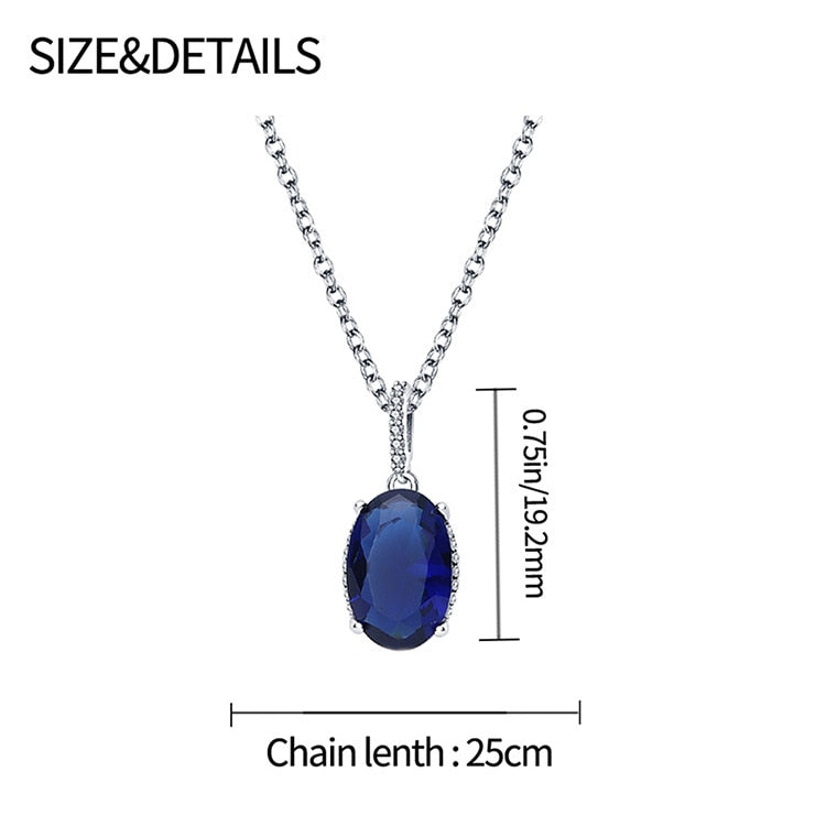 Romantic Blue Crystal Halo Necklace Female Pendant Original Pandora Clavicle Chain Fashion DIYJewelry Gift for Girl