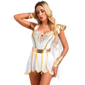 Womens Ancient Greek Roman Godness Empress Cosplay Costume Cape Leotard Dress Toga with Wristbands for Halloween Theme Party - Charlie Dolly