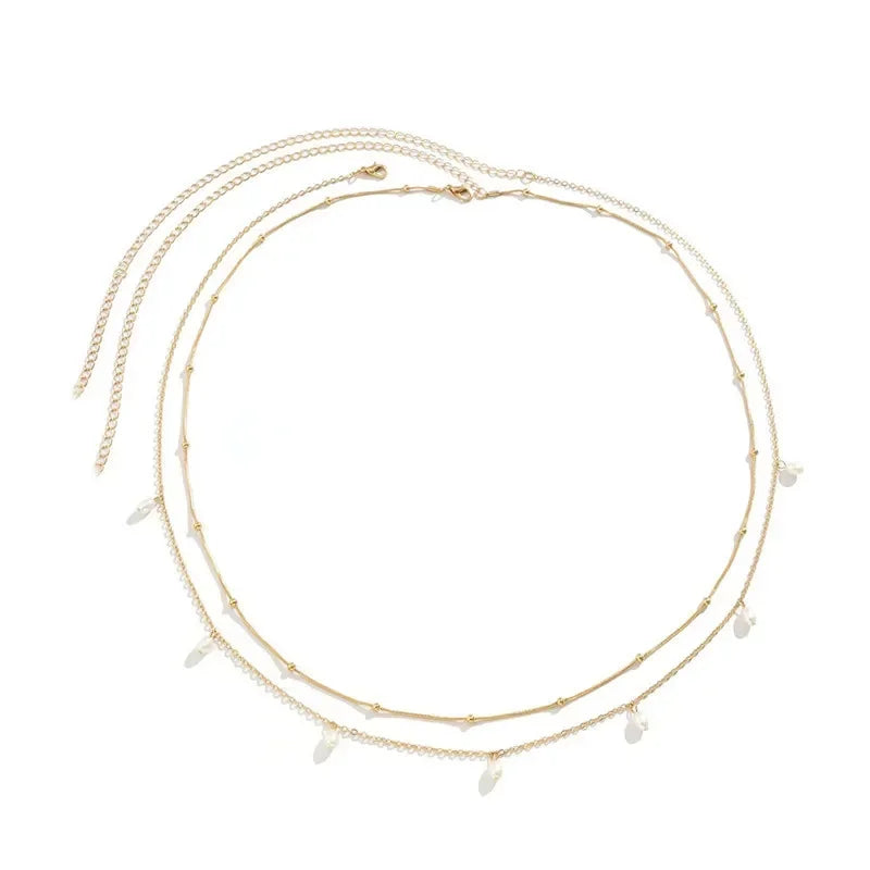 Double Layer Pearl Boho Waist and Belly Chain