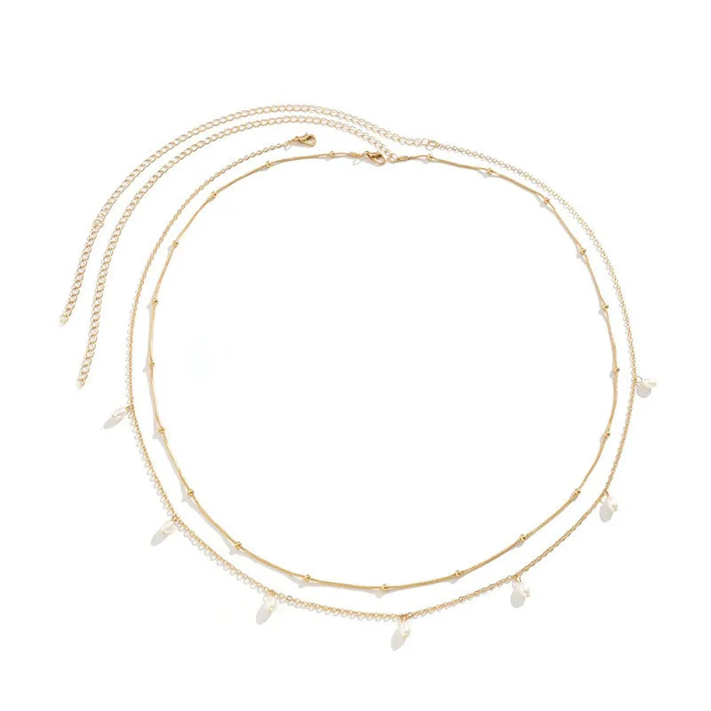 Double Layer Pearl Boho Waist and Belly Chain