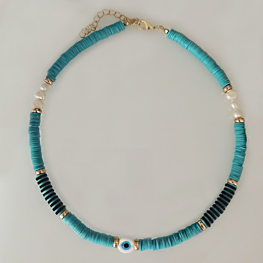Natural Freshwater Pearl Necklace Boho Multilayer Matching Fashion Jewelry crystal Stone Women