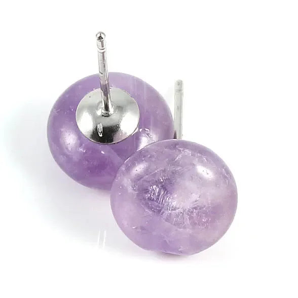 Natural Stone Rose Quartzs Earrings Stud Jewelry Flat Round Crystal Lapis Lazuli Earring Gifts for Women Size 12x8x20mm - Charlie Dolly