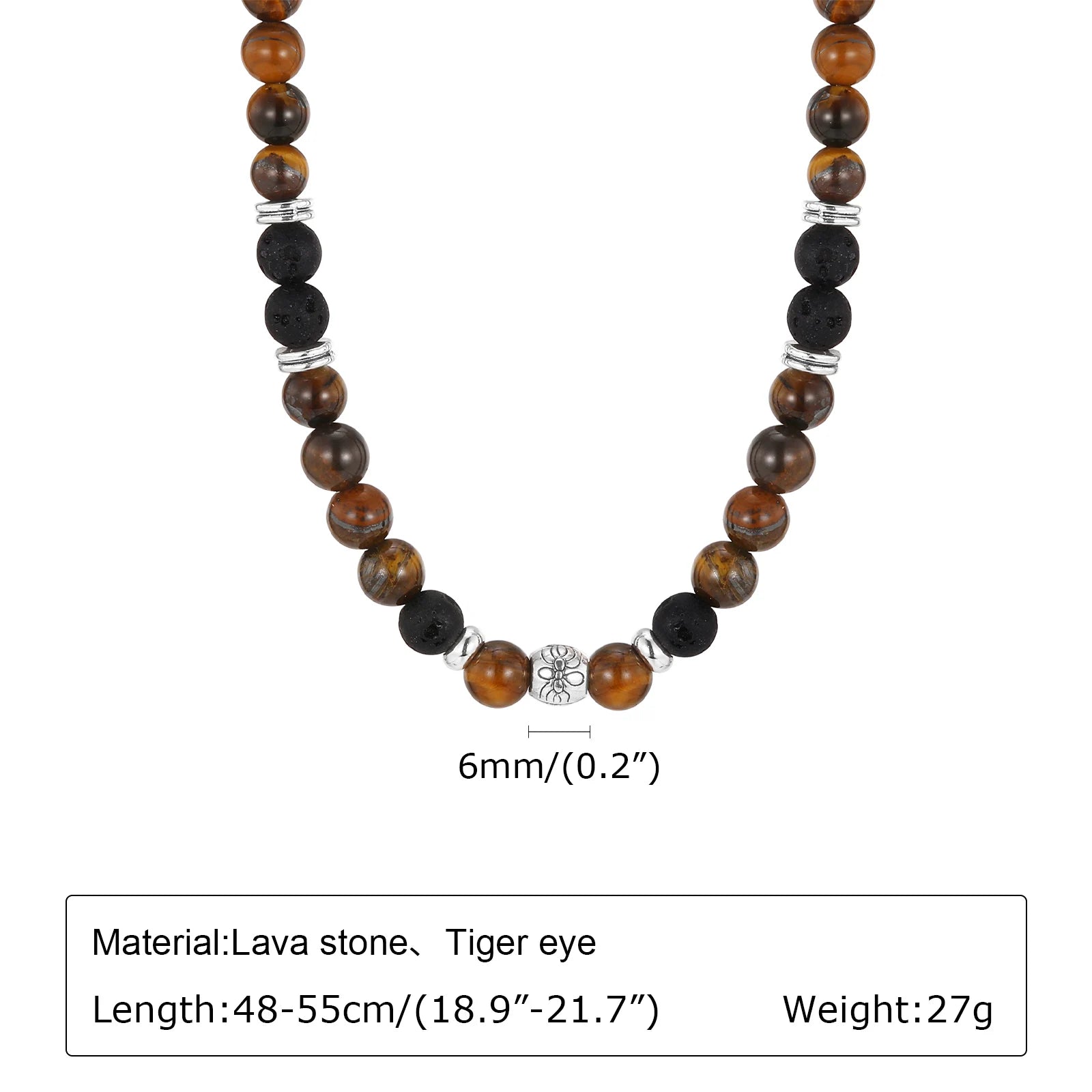 Natural Stone Unisex Beaded Necklace