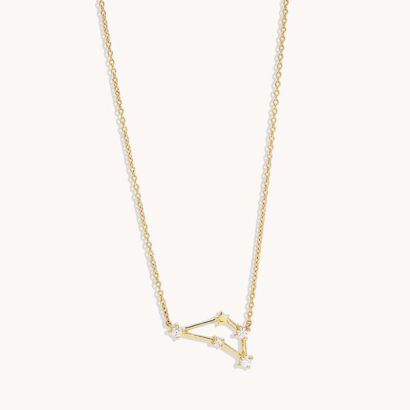 Aide 925 Sterling Silver Zodiac Sign 12 Constellation Pendant Necklaces Sparkling Zircon Charm Necklace for Women Birthday Gift