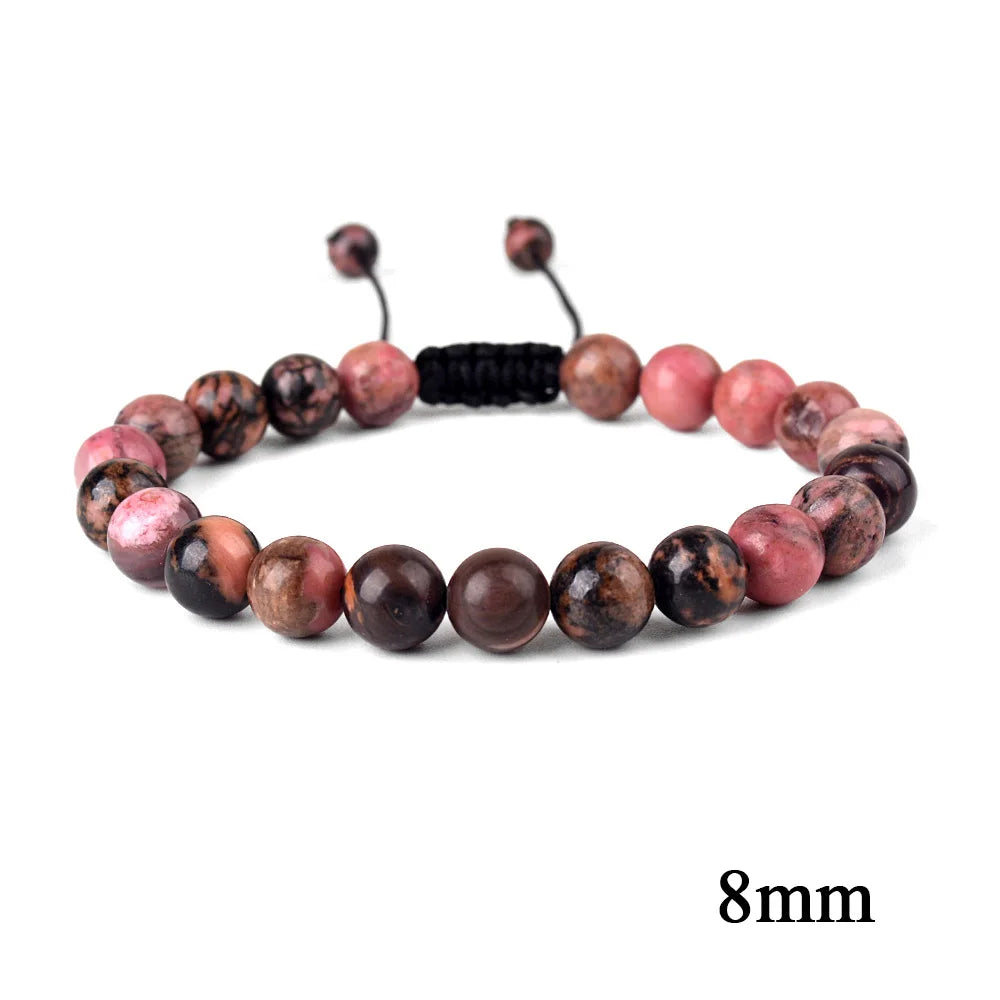 Natural Stone Beaded Bracelet — Tiger Eye, Agate & Lava