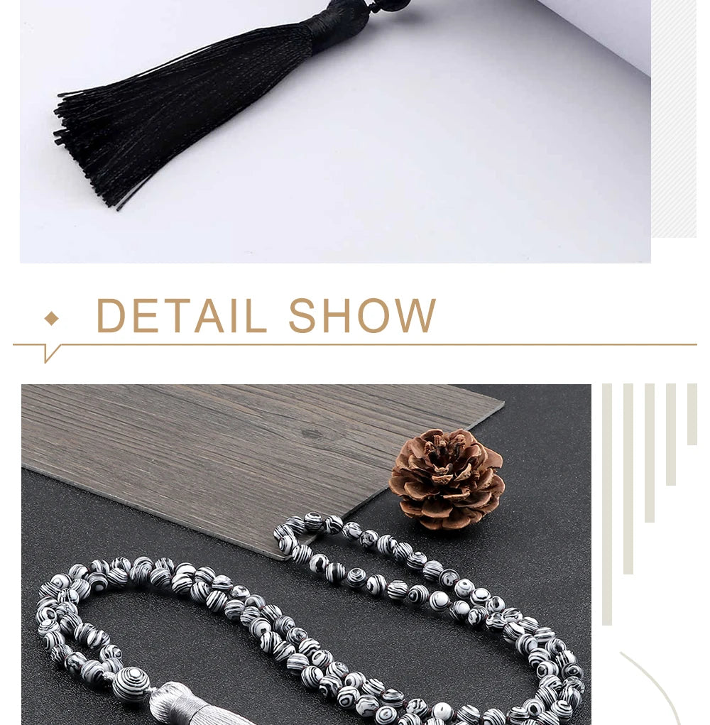 Men Natural Malachite Stones Necklaces Boho 108 Tiger Eye Beads Handmade Necklace with Tassel Yoga Medit Jewelry Gifts For Women - Charlie Dolly