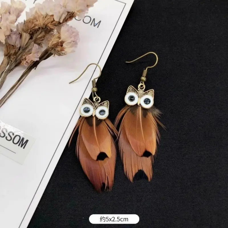 Creative Feather Big Long Drop Earrings Jewelry