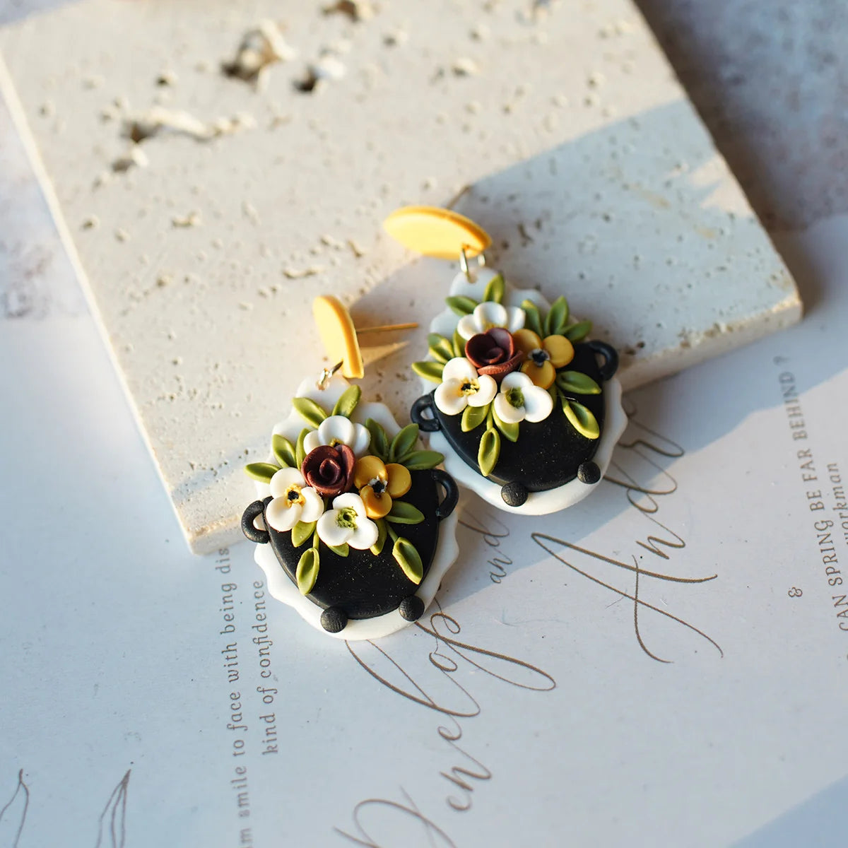 Clay Flower Cluster Egg Nest Earrings Jewelry