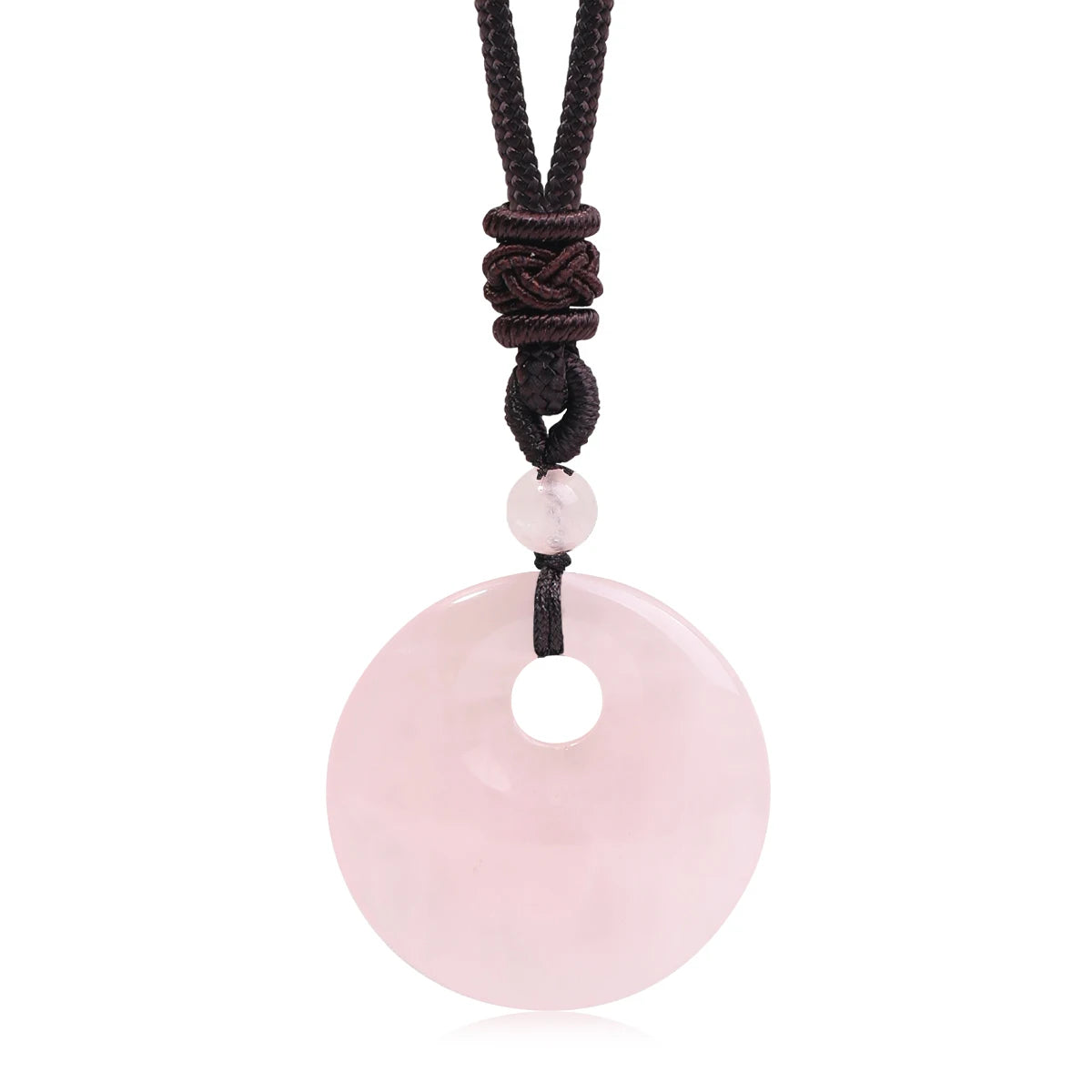 Natural Gemstone Chinese Peace Knot Pendant Necklace, Sacred Blessing Amulet