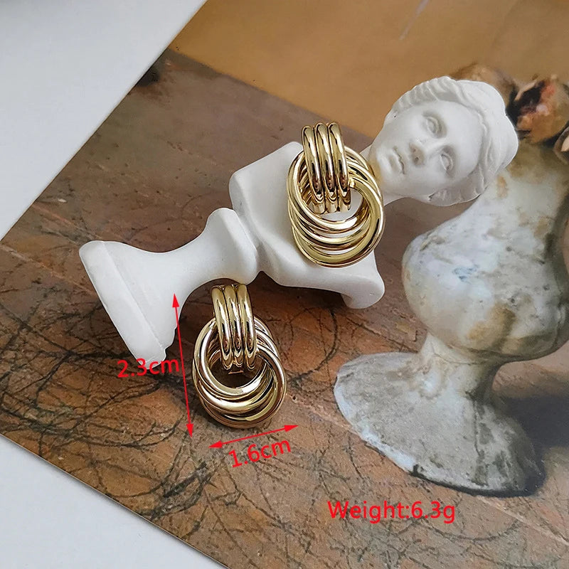 Twisted Gold Metal Geometric Dangle Earrings Jewelry