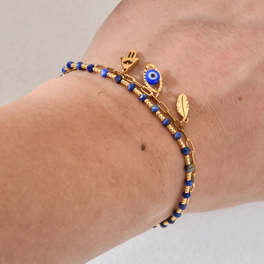 Evil Eye & Hamsa Hand Boho Bracelet