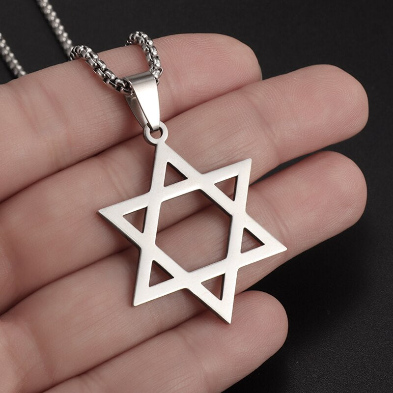 Exquisite Stainless Steel Hexagram Pendant Necklace for Men and Women Simple Daily Party Wearing Jewelry Necklace
