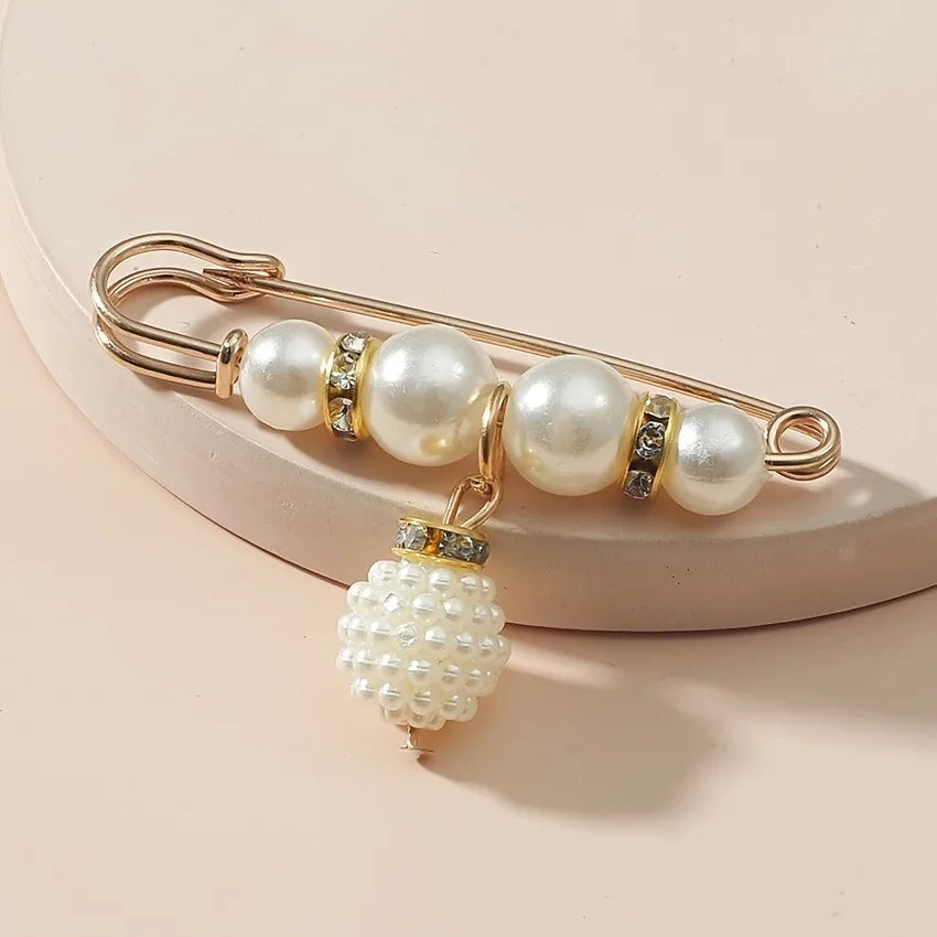 Elegant Faux Pearl Brooch Pin Set (14 Pieces)