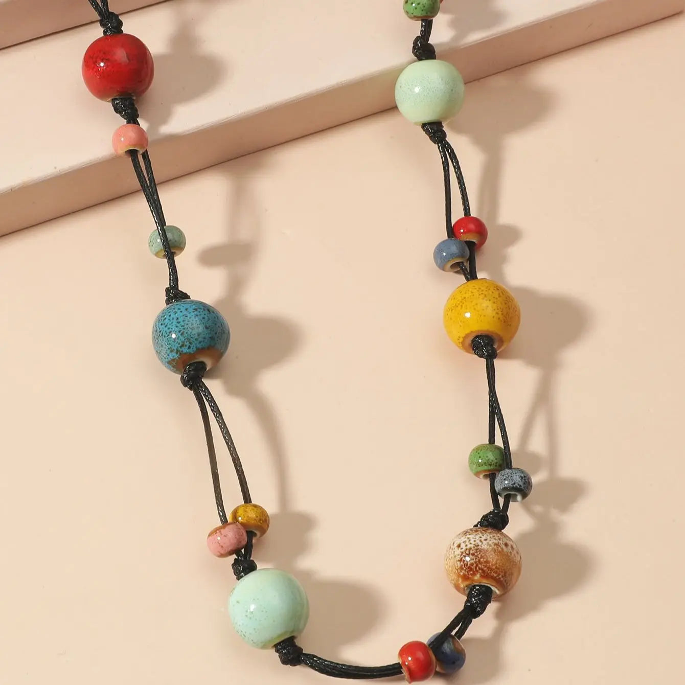 Ceramic Bead Exaggerated Long Necklace Jewelry
