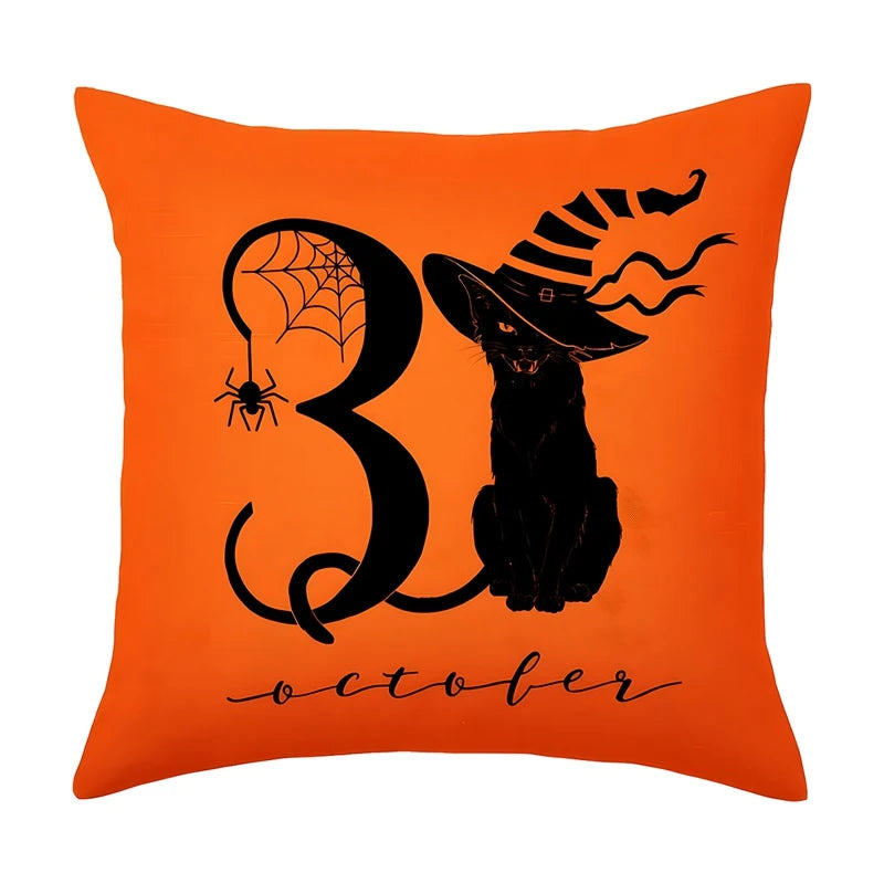 Halloween Pumpkin Ghost Pillowcase Happy Halloween Party Decorations For Home 2024 Trick or Treat Spider Bat Cat Pillow Covers - Charlie Dolly