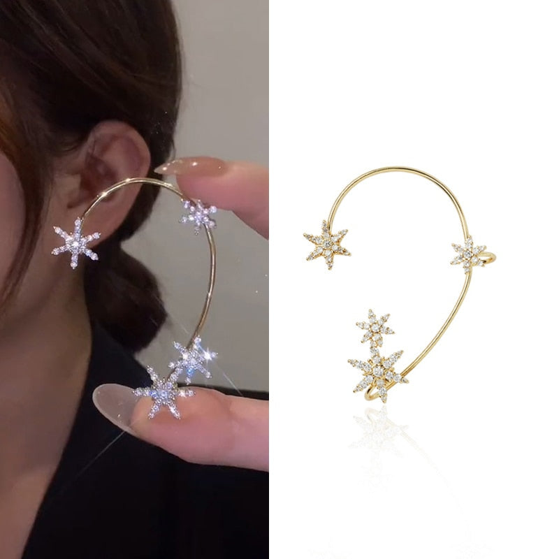 Trendy Bohemian No Piercing Crystal Rhinestone Ear Cuff Earrings for Women Wrap Stud Clip Earrings Girl Earrings Jewelry Bijoux