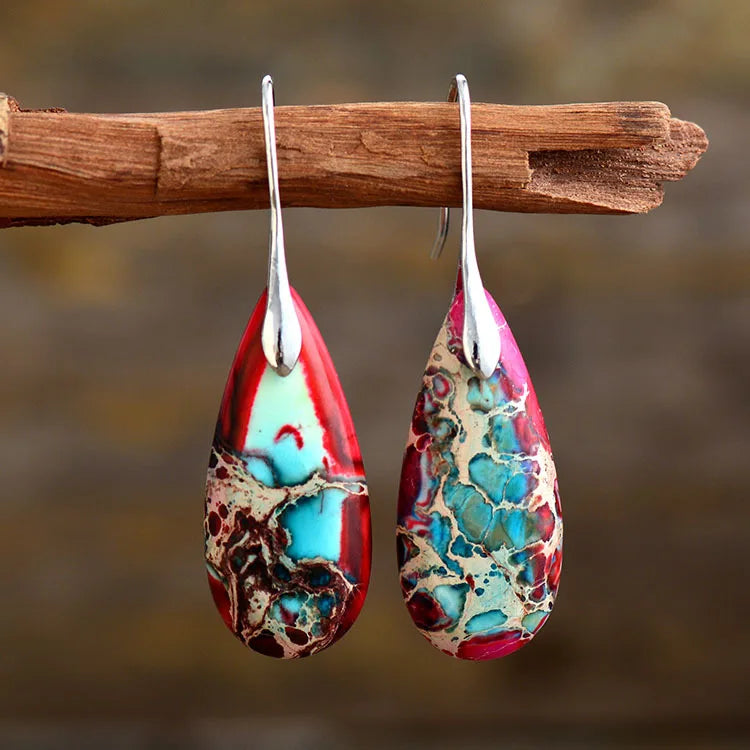 Natural Stone Geometric Pendant Earrings